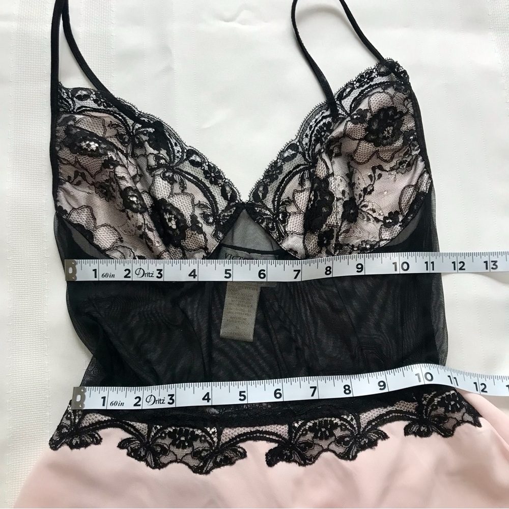 90"s Vintage Victoria’s Secret Collection Pink/Black Lace Mesh Babydoll Chemise - Picture 6 of 16
